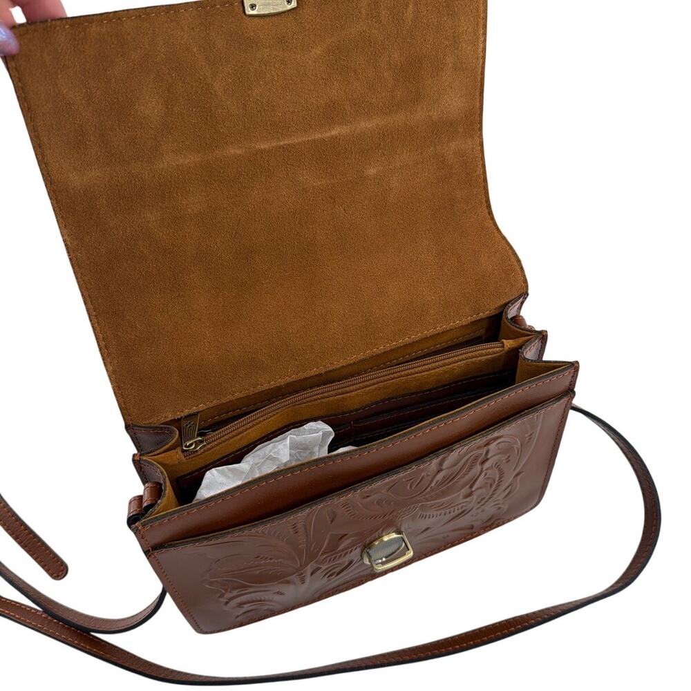 Patricia Nash Florence Brown Tooled Locri Crossbody Handbag One Size - Picture 9 of 11